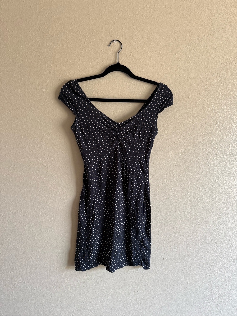 Divided by H&M Black Mini Dress with White Polka Dots
